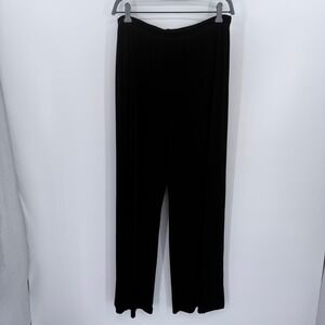 Chico's Travelers Black Ribbed Knit Wide Leg Pants Size 2 Regular Made in USA